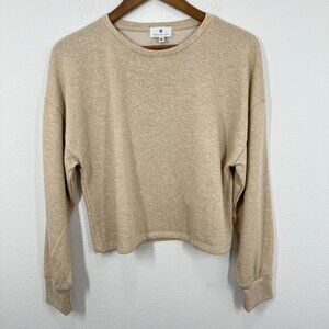 Socialite Tan Oatmeal Women's Size Medium Crewneck Sweatshirt Cozy Loungewear